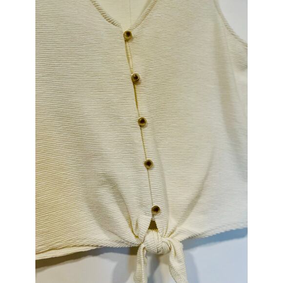 Madewell Texture & Thread Minimalist Button-Front Tie Tank Top M Cream - Picture 3 of 6